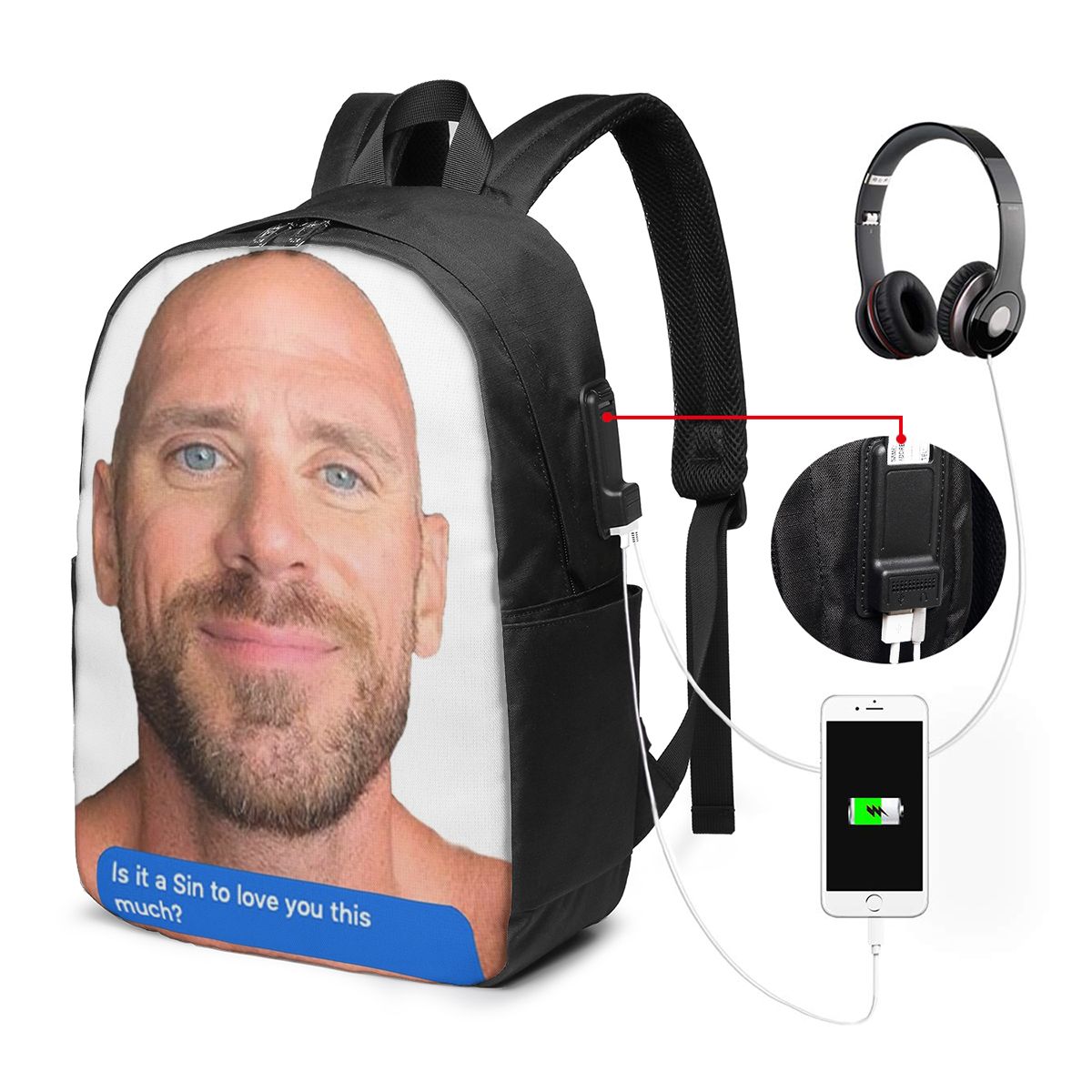 Zaino Johnny Sins Flirty Text  - Men Accessories For Travel recensione e prezzo