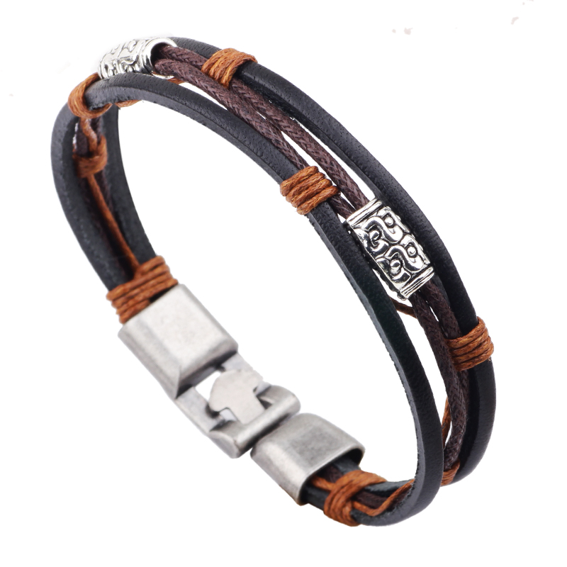 Bracciale in pelle a tre strat - Men'S Accessories Hand Bands recensione e prezzo