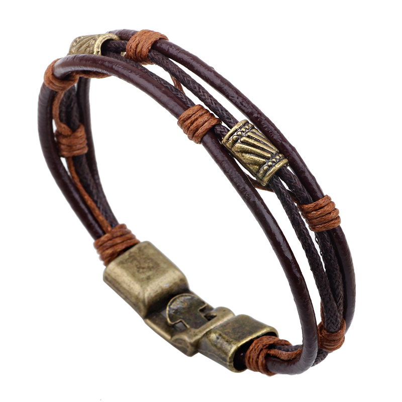 Bracciale in pelle a tre strat - Men'S Accessories Hand Bands recensione e prezzo