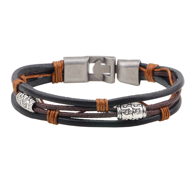 Bracciale in pelle a tre strat - Men'S Accessories Hand Bands recensione e prezzo