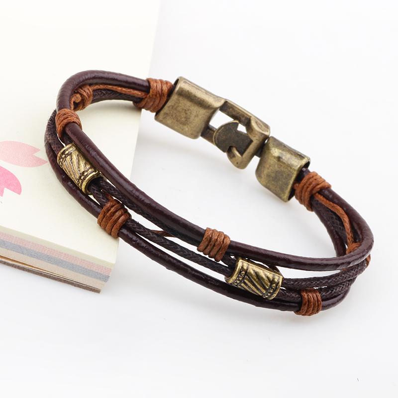 Bracciale in pelle a tre strat - Men'S Accessories Hand Bands recensione e prezzo